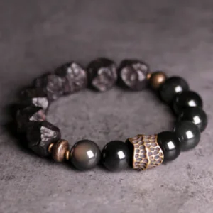 Ebony Obsidian Bracelet - EMF Protection & Tactile Calm[Royal Muse]