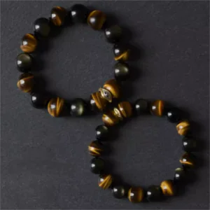 Obsidian Tiger Eye Bracelet - Volcanic Grounding & Focus Booster [Royal Muse]