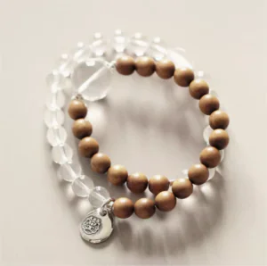 White Quartz Sandalwood Bracelet - Focus & Calm Energy Jewelry | Royal Muse