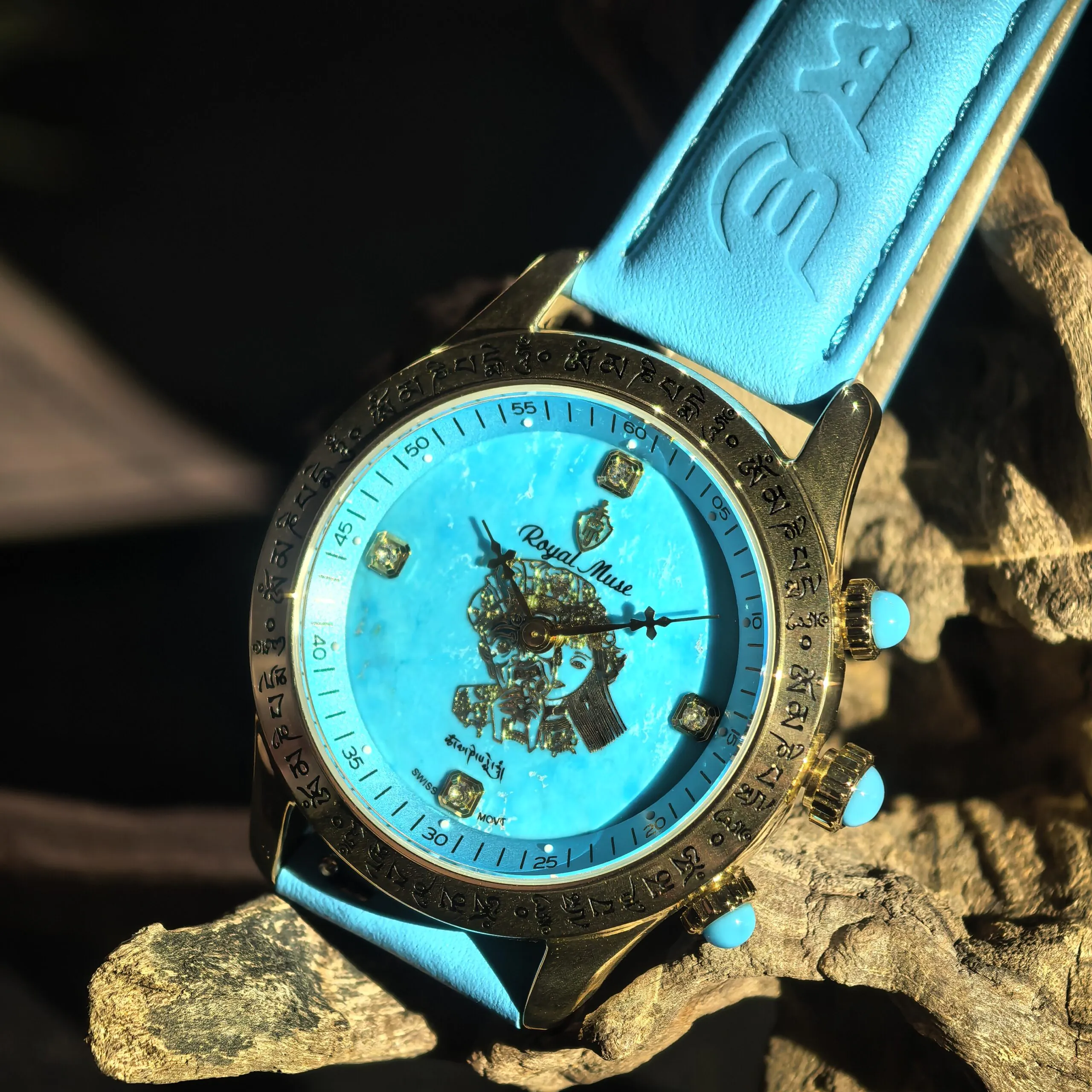 Royal Muse Zakira turquoise gemstone luxury watch with natural red agate
