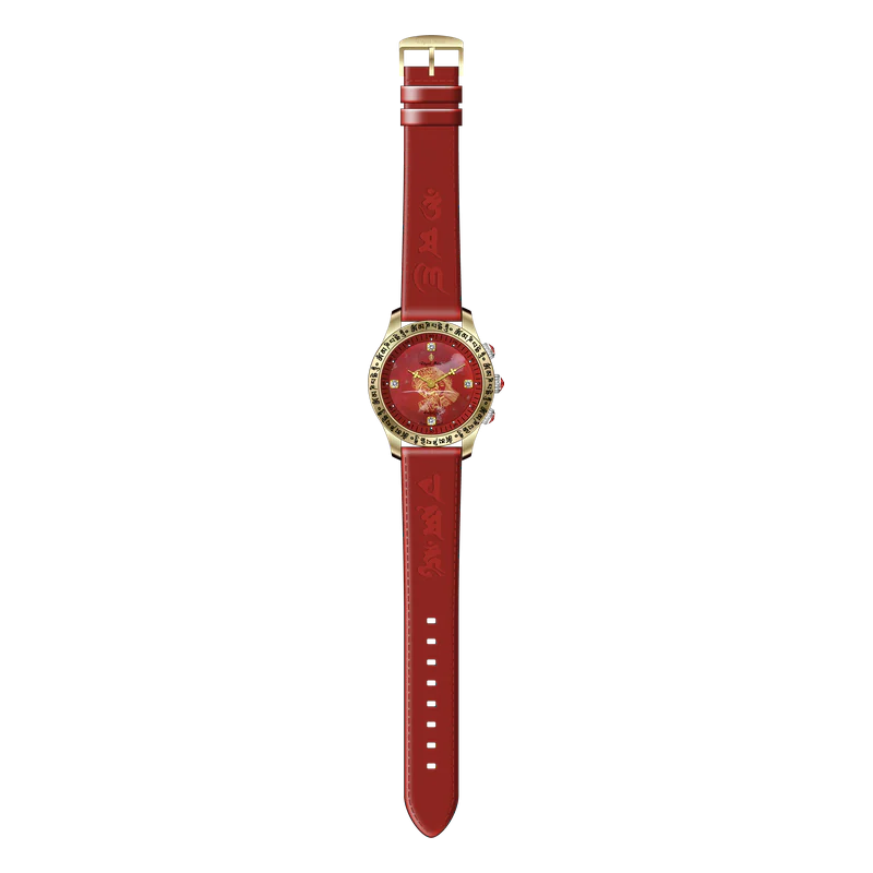 Royal Muse Zakiram red agate dial watch with full red leather strap