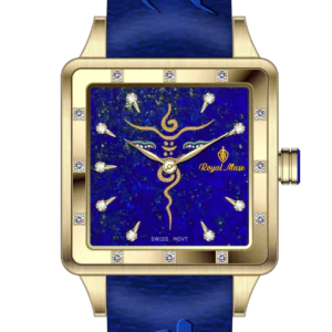 Royal Muse Blue Awakening Lapis Lazuli Medicine Buddha Watch Royal Muse Blue Awakening watch with lapis lazuli dial, Medicine Buddha-inspired motif and gold-tone square case