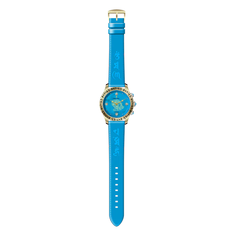 Full view of the Royal Muse Zakiram turquoise dial watch and strap
