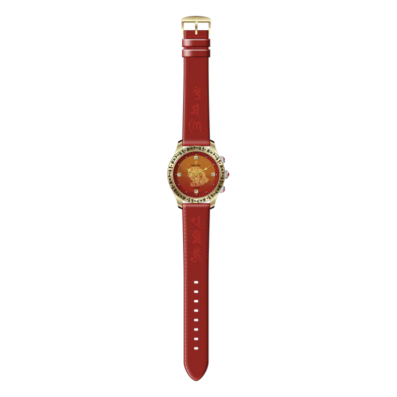 Royal Muse Zakiram gradient red agate dial watch with full red leather strap