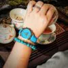 Zakiram Turquoise Watch on Wrist Woman wearing the Royal Muse Zakiram turquoise dial watch
