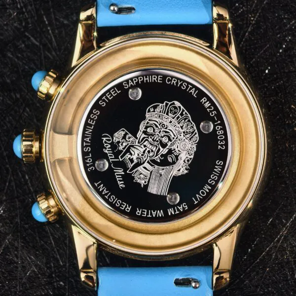 Zakiram Turquoise Offering Compartment Detail Zakiram turquoise watch transparent caseback offering compartment detail