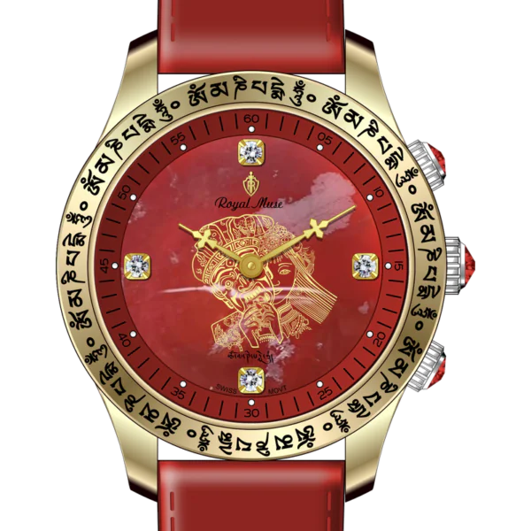 Royal Muse Zakiram Red Agate Dial Watch Royal Muse Zakiram red agate dial two-hand watch with gold-tone case